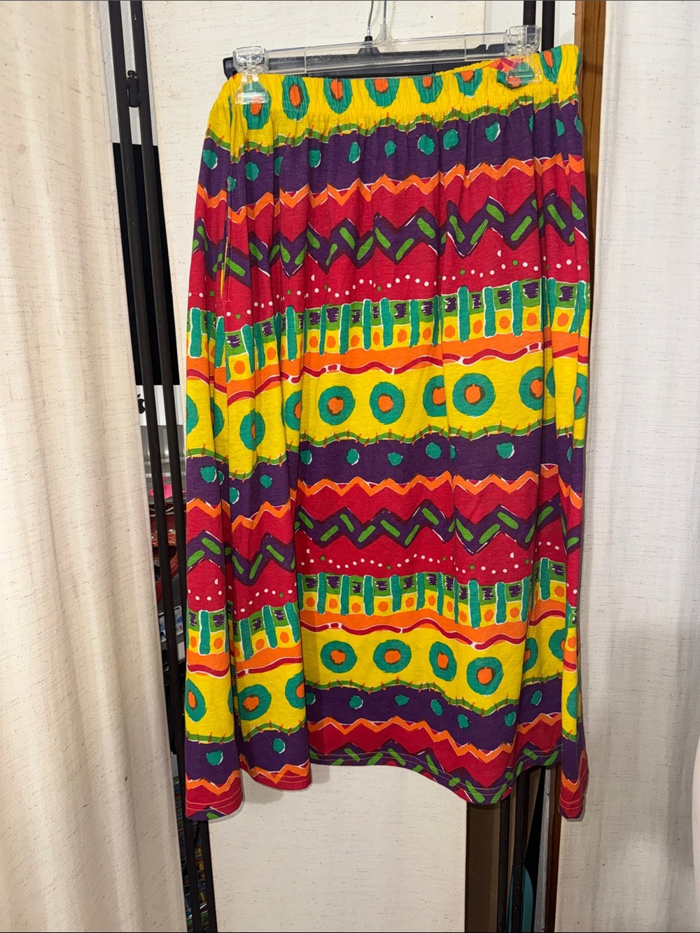 NOS Vintage 80s Loud Cotton Striped Skirt l